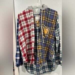 American Eagle Outfitters Plaid Flannel Shirt with Hood